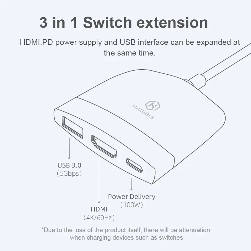 Hagibis Switch Dock TV Dock SWC01 Portable Docking Station USB C to 4K HDMI USB 3.0 Hub for Nintendo Laptops PC iPad