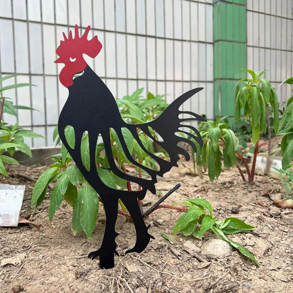 Gallo In Metallo Per Giardino - Decorazione Da Esterno Colorata, 30 Cm, Resistente Alle Intemperie - Foto 6
