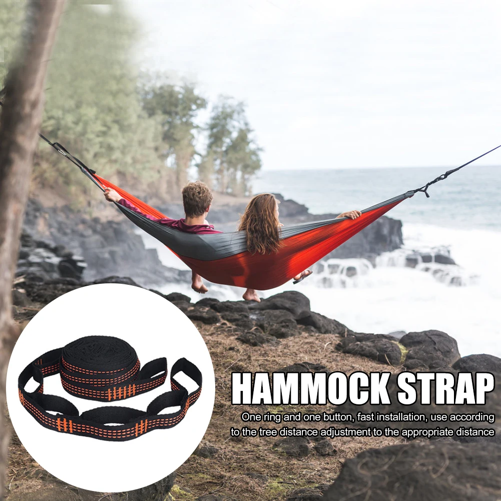 2pcs Outdoor Adjustable Hammock Strap Bandage Strong Load-bearing Hammock Tree Straps Hanging Swing Fasten Rope hammock straps hammock rope hammock fittings