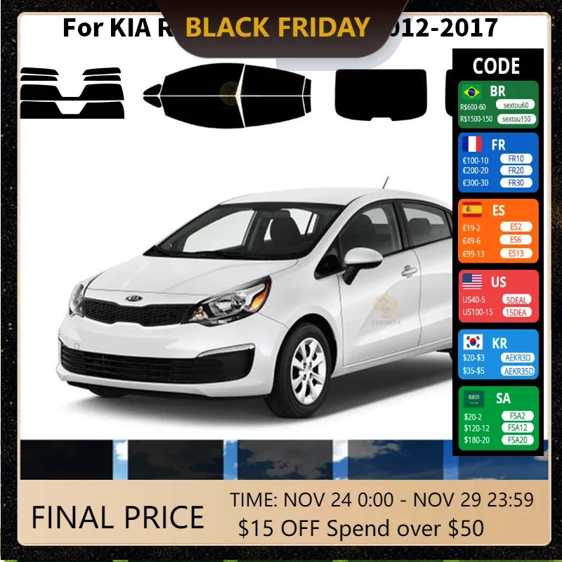 

Precut nanoceramics car UV Window Tint Kit Automotive Window Film For KIA RIO 4 DR SEDAN 2012-2017