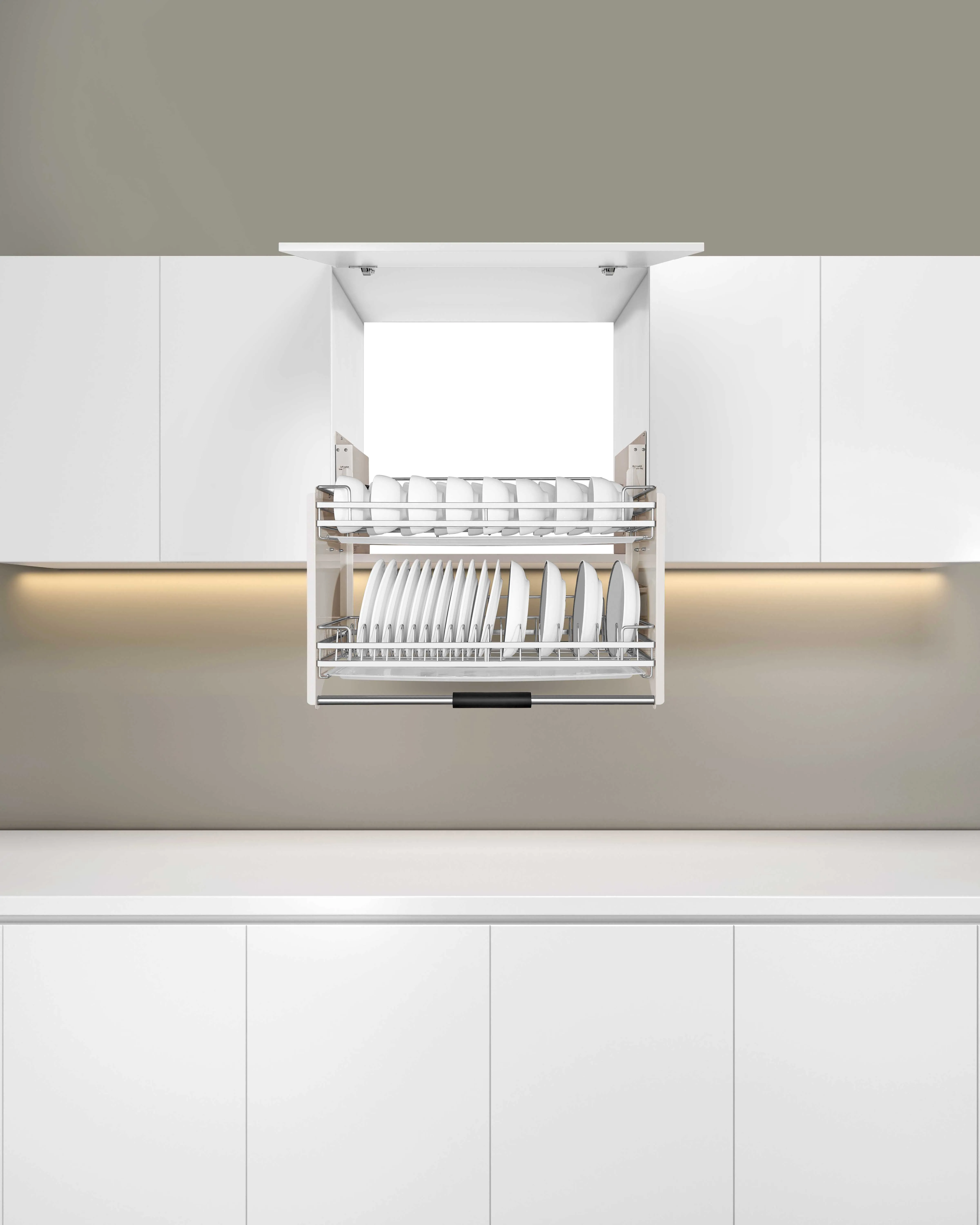 26-Inch Modern Design Lift Basket Pull-Down Hidden Cabinet Kitchen Shelves Drawer Baskets For Efficient In-Cabinet Organization