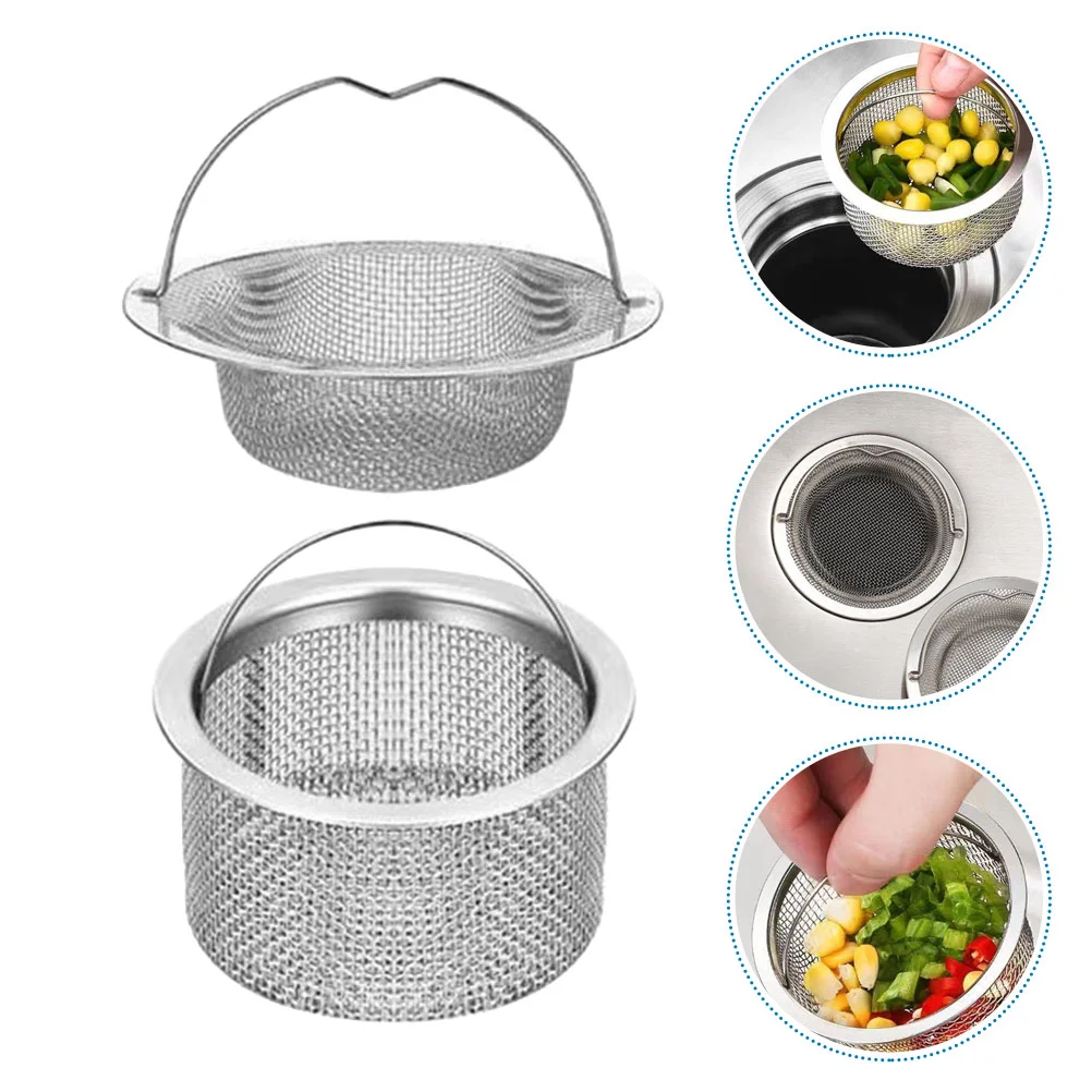 

2Pcs Stainless Steel Sink Strainer Handheld Strainer Basket Kitchen Drain Basket Filter Basket for Kitchen Sink