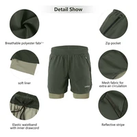 Lixada Men 2 in 1 Running Shorts Quick Drying Breathable Active Training Exercise Jogging Cycling Shorts 2