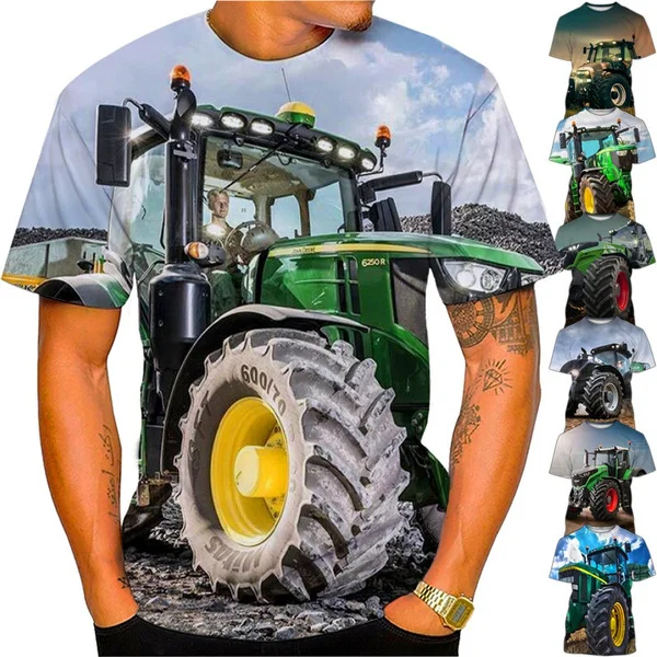 

Summer Men's and Women's Tractor 3D Printing T-shirt Casual Fashion Hip-hop Cool Round Neck Short-sleeved Streetwear Shirt