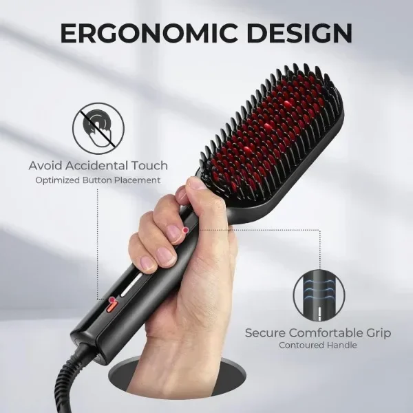 TYMO Hair Straightener Brush - Upgraded Ionic Plus Straightening Brush with Dense Bristles, 16 Temps, Dual Voltage 6