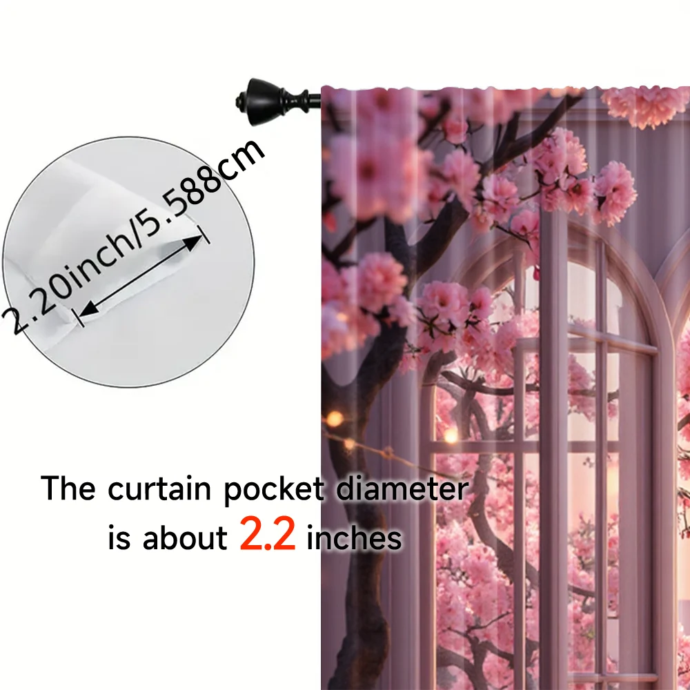 2pcs, spring summer Curtains Spring Flowers Romantic Scenery Prints Light Filtering Curtains Versatile Polyester Fabric Festive 5