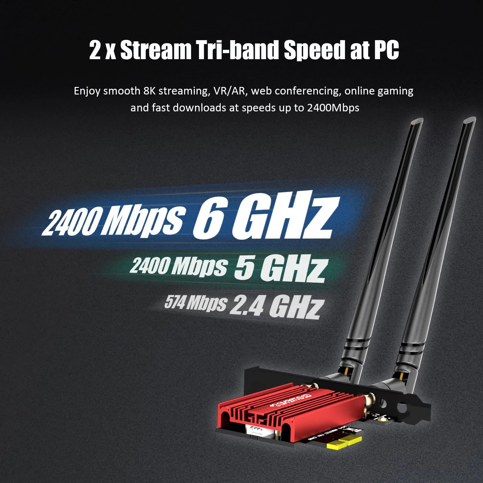 데스크탑 PC용 WiFi 6E PCIe 카드, 블루투스 5.3, 인텔 AX210 컨트롤러