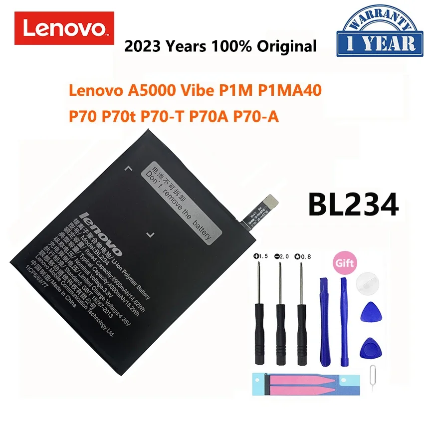 

100% Original Real 4000mAh BL234 Battery With 3M glue sticker for Lenovo P70 P70t P70-T P70A P70-A A5000 Vibe P1M P1MA40