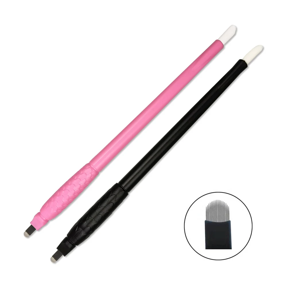 10Pcs/Box 0.15mm 18U Disposable Microblading Manual Pen Permanent Makeup Eyebrow 3D Tattoo Pen