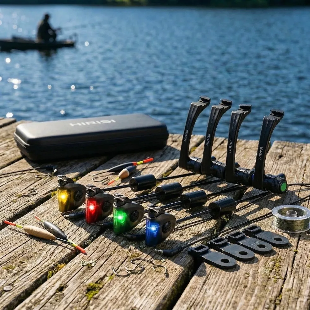 Set swingers Hirisi B2005 avec boîtier - Accessoires alarme pêche carpe et indicateurs LED