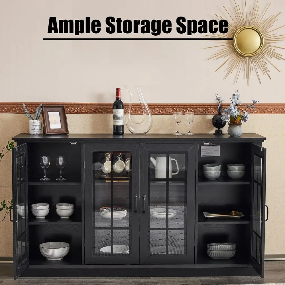 Storage Credenza with Windowpane Doors 3