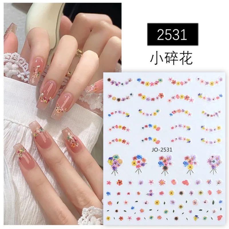 

3D Nail Stickers Small floral oil painting small Daisy Decals Back Glue Nail Decal Stickers For Nail Tips Beauty