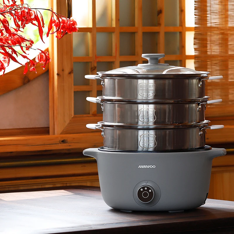 Electric steamer multi-functional household multi-layer large-capacity small plug-in three-layer cooking