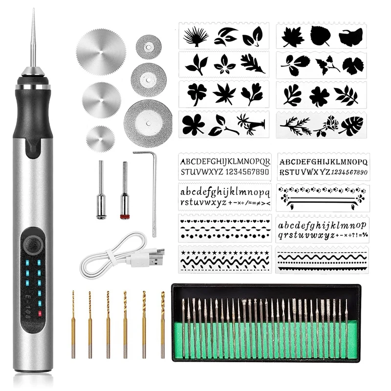 

Electric Engraving Tool Kit USB Cordless Rechargeable Engraving Pen For Carving Wood Metal