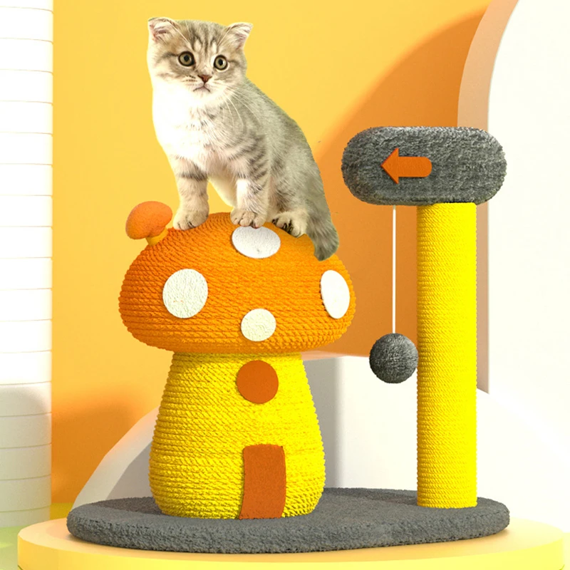 

ADECHOO-Mushroom Cat Tree Sword, Hemp Rope, Climbing Frame, Scratch Board, Toy
