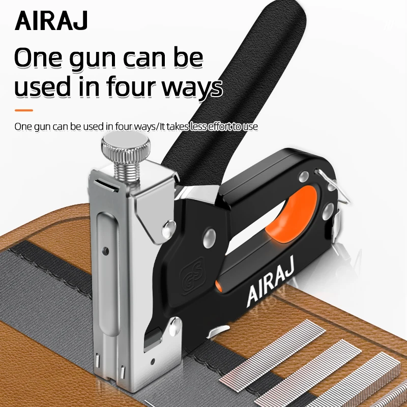 AIRAJ 1Pcs 4 in 1 Nailing Machine Durable Portable Comfortable Universal Door Nail T Nail U Straight Manual Gun