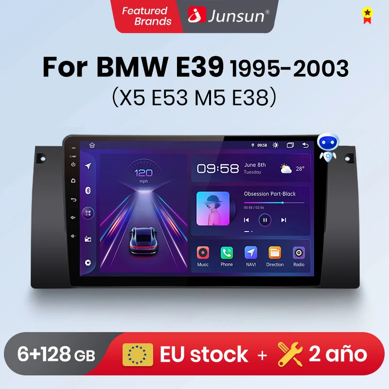 Автомобильный радиоприемник Junsun V1pro с голосовым ии 2 din Android для BMW 5 E39 1995 - 2003 E53 X5 M5