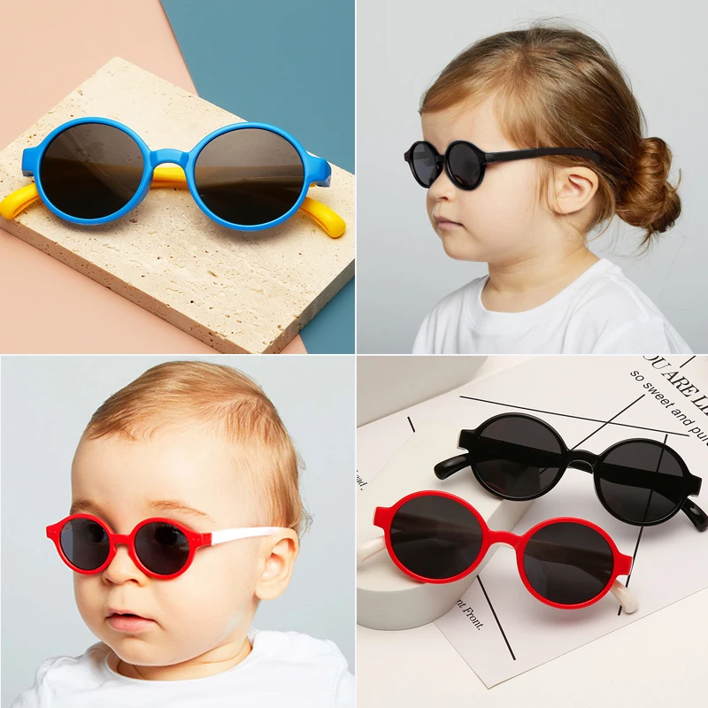 Baby Girls Cute Silica Gel Round Outdoor Sun Protection Sunglasses Children Lovely Sunglasses Boys Kids Eye Protection Glasses
