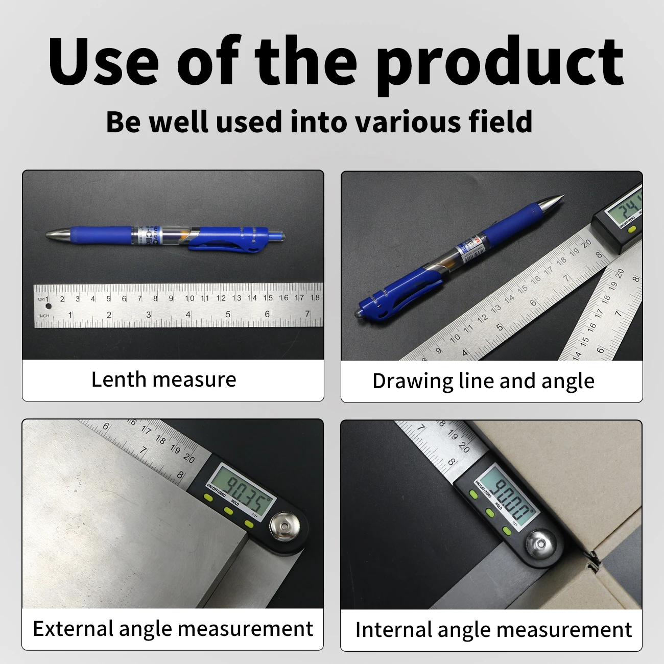 Digital Angle Protractor Shahe 0-200/300mm Digital Protractor Angle Ruler Electron Goniometer Angle Finder Meter Gauge Measuring Tools