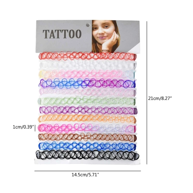 FAMSHIN 12PCS Hot Sell Vintage Hippy Stretch Tattoo Choker Necklace Elastic  Chocker Necklace Fishing Line Tattoo Necklace