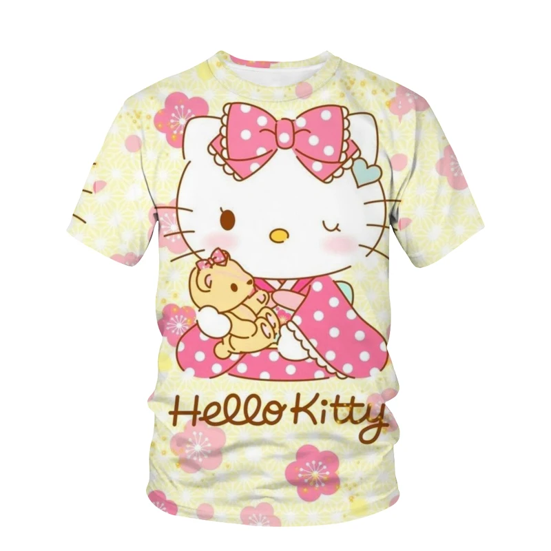 

Hello Kitty Cute T Shirt Ladies Casual Summer T Shirt Cartoon T Shirt Harajuku Style Graphic Top Kawaii Ladies T Shirt Clothes