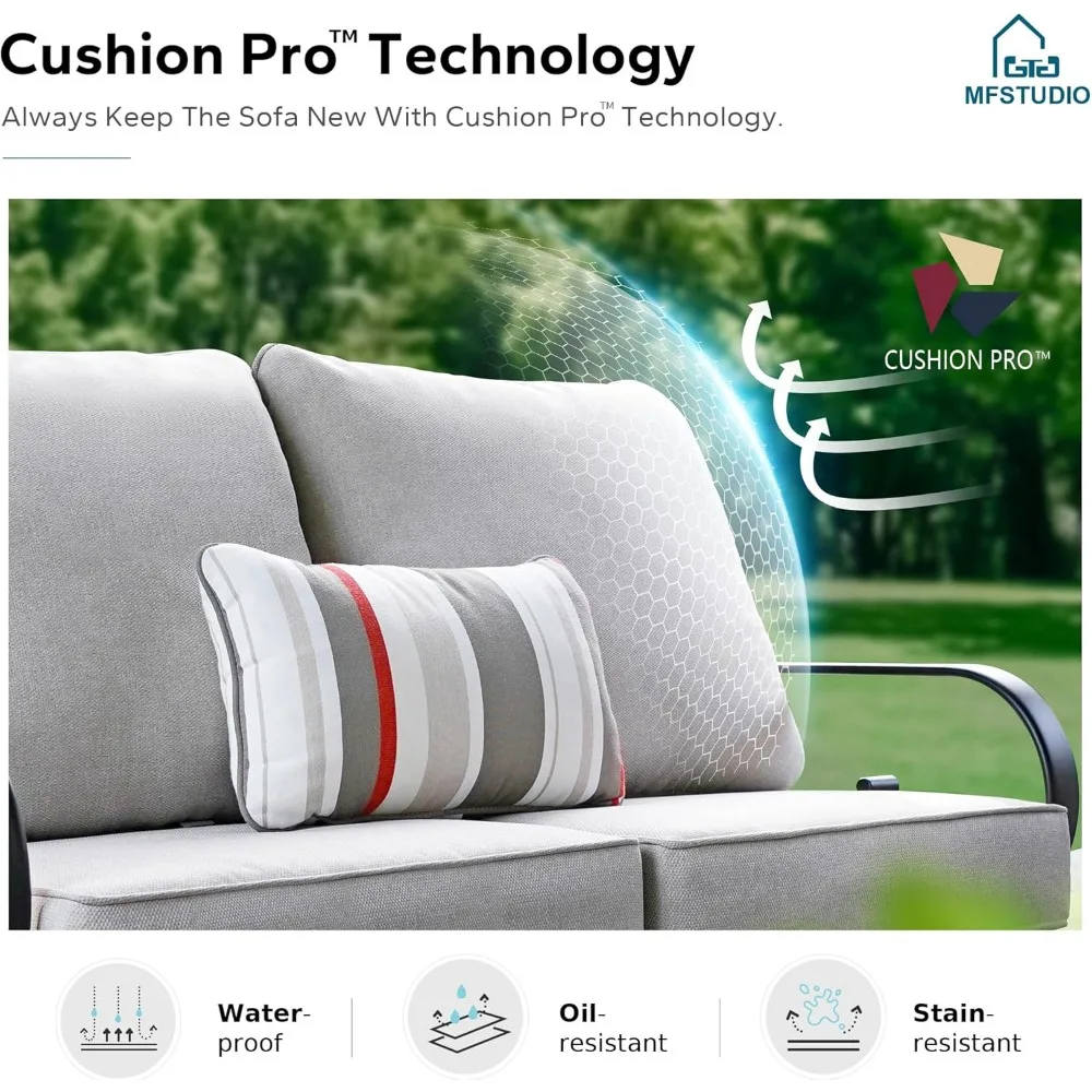 Patio Furniture Set, 8 Seats Half-Moon Curved Outdoor Sectional Sofa Conversation Set, Woven Rattan Patio Couch 3
