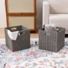 Wicker Storage Baskets, Set of 2 Hand-Woven Storage Baskets for Shelves with Handles, Foldable Cube Storage Baskets Bins Organizer 13 inch Large Wicker Baskets for Pantry Bedroom Decor, Brown 4