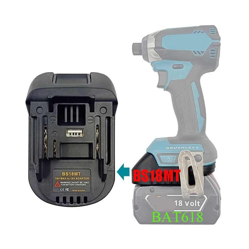 Battery Adapter Convertor Battery Converter Adapter BS18MT Li-ion Battery Adapter Converter USB Power Bank For Bosch BAT618 BAT619G BAT620 For Makita 18V Lithium Tool BL1830