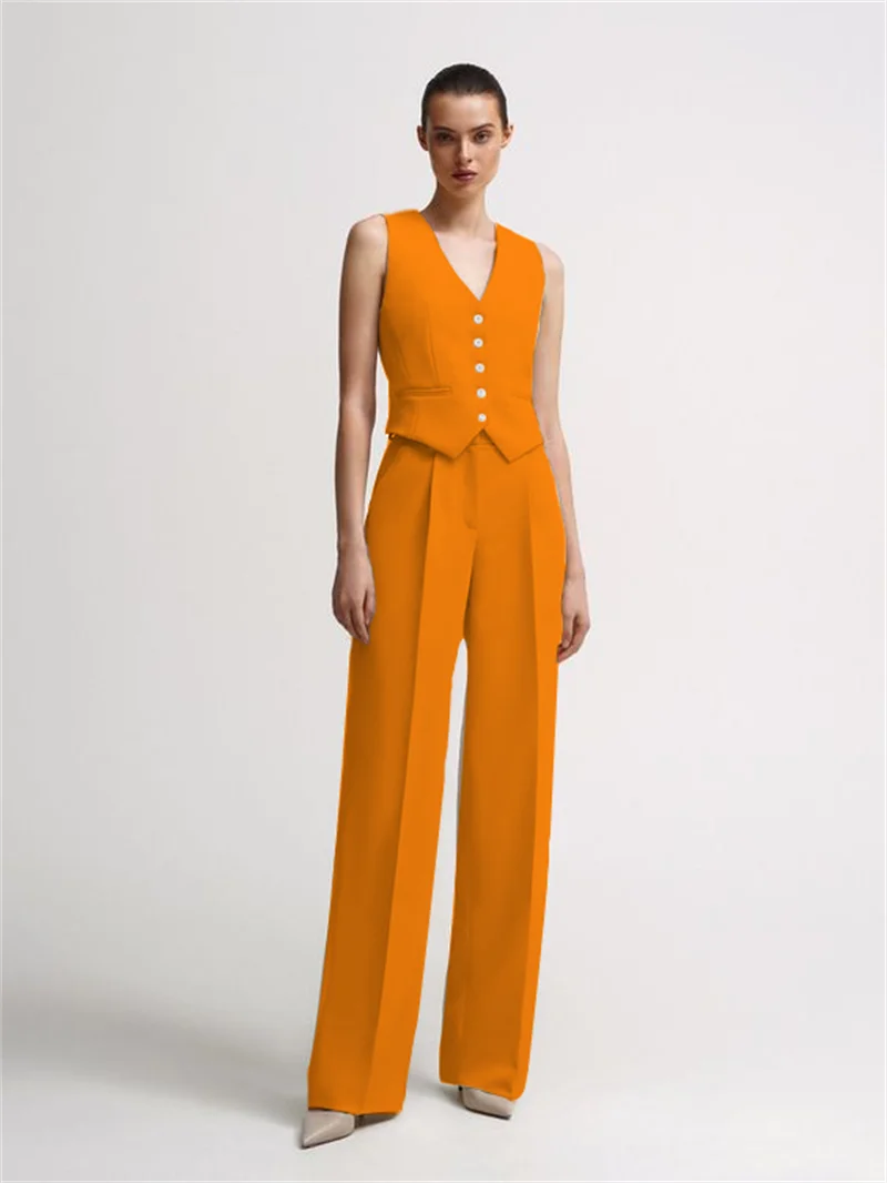 Women's 2-piece suit vest and trousers set - Elegant casual vest and trousers set - the perfect choice for office and leisure