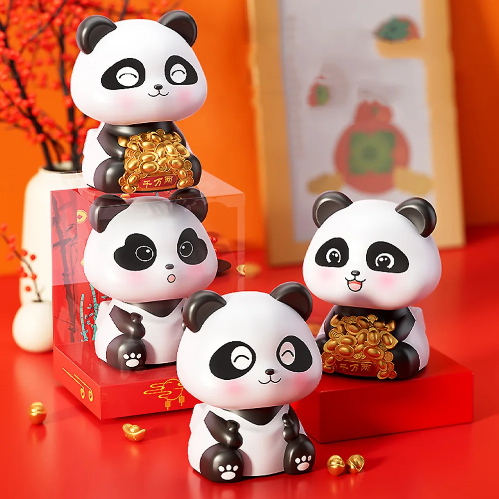 Solar-Powered Swinging Panda Dashboard Decor - Cute Cartoon Auto Interior Accessory