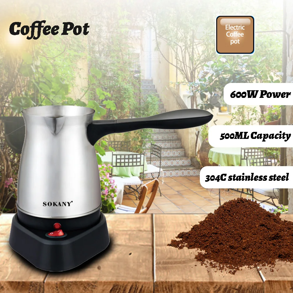 Electric Coffee Maker 500ML Stainless Steel Coffee Pot 600W Turkish Maker Tea and