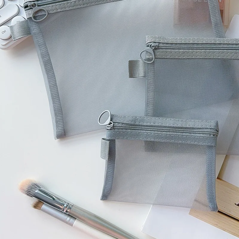 Makeup Mesh Storage Bag Simple Toiletries Receiving Pouch Translucent Light Cosmetic Bags Travel Portable Small Items Package