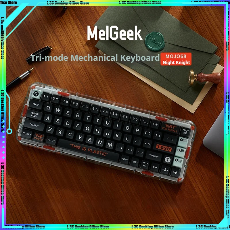 

Прозрачная механическая клавиатура MelGeek Dark Knight MOJO68 под заказ, три режима, беспроводная Bluetooth ABS RGB, горячая замена, ПК, ноутбука
