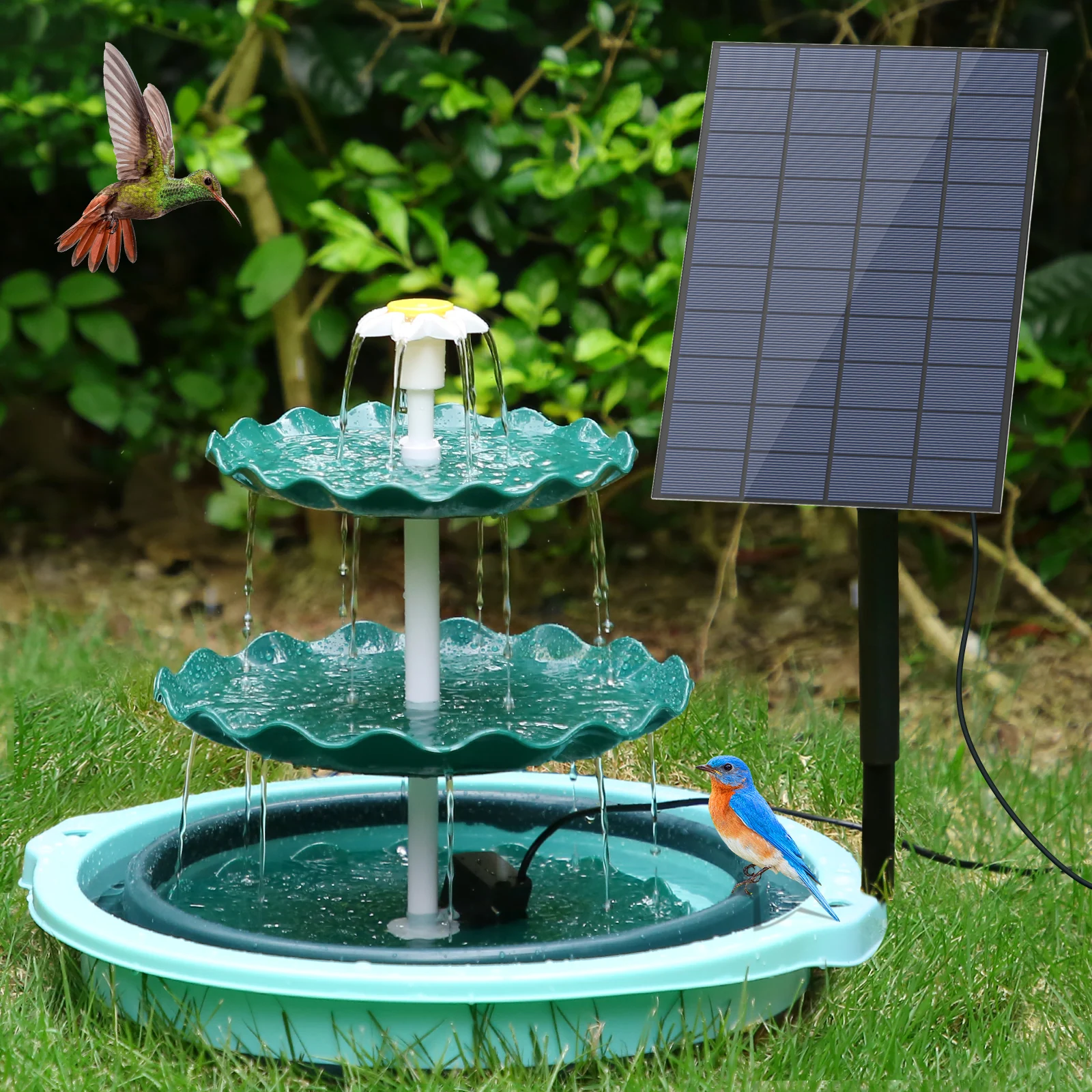 Nouvelle fontaine solaire, 1.5w Bird Bath Fountain Décoration de jardin,  décoration de jardin Fontaine solaire, pour mini étang extérieur