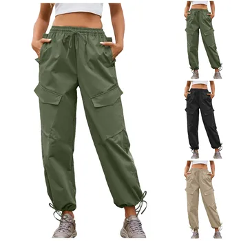 Two Piece Pants Set For Women Casual Street Slacks With Loose Straps Loose Drawstring Cargo Trousers American Grunge High Street 4
