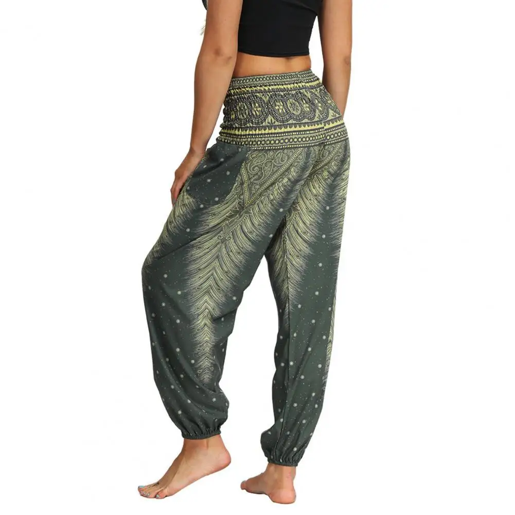 

Digital Print Sweat Absorption Elastic Waist Ankle-banded Sweatpants Women Clothes