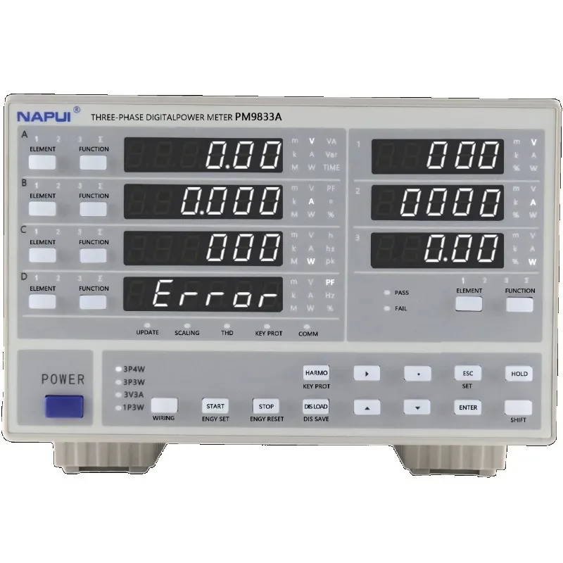 

Three Phase Multifunction Power Meter NAPUI PM9833A Harmonic Type 3 Phase Power Analyzer