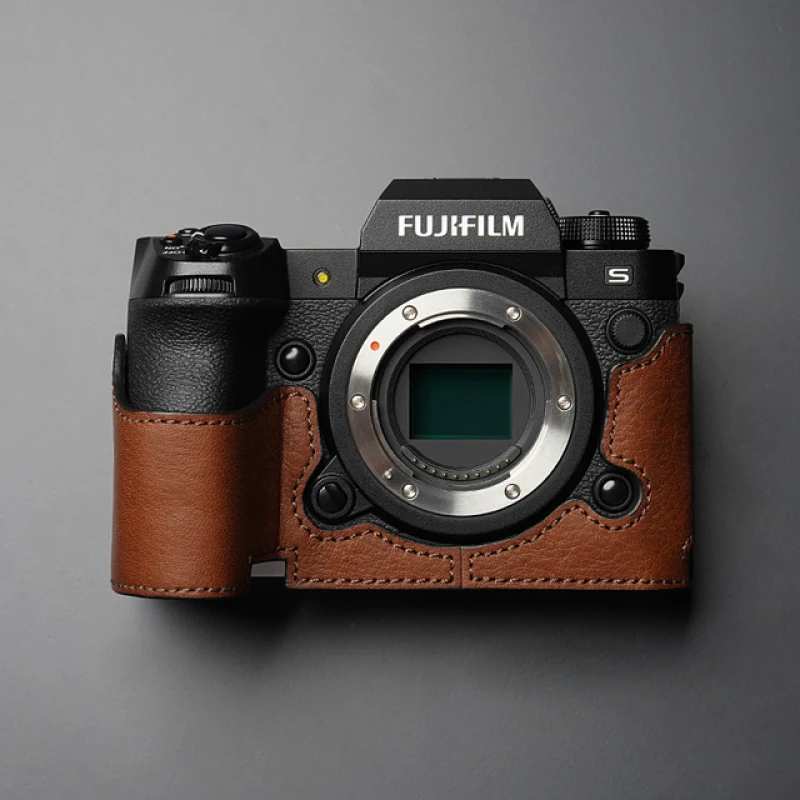 

For Fuji X-H2s XH2 Camera Handmade Genuine Leather Camera case Video Half Bag xh2 x-h2sCamera Bodysuit