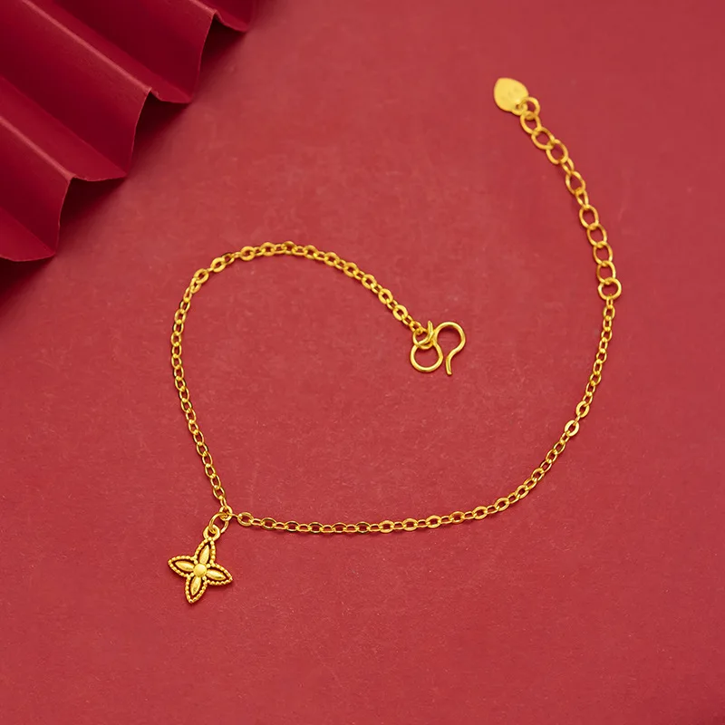 

Real 18K Gold Twisted Chain Bracelet Pure Adjustable Hemp Sweet Grass Rope Chain for Women Fine Jewelry Gifts