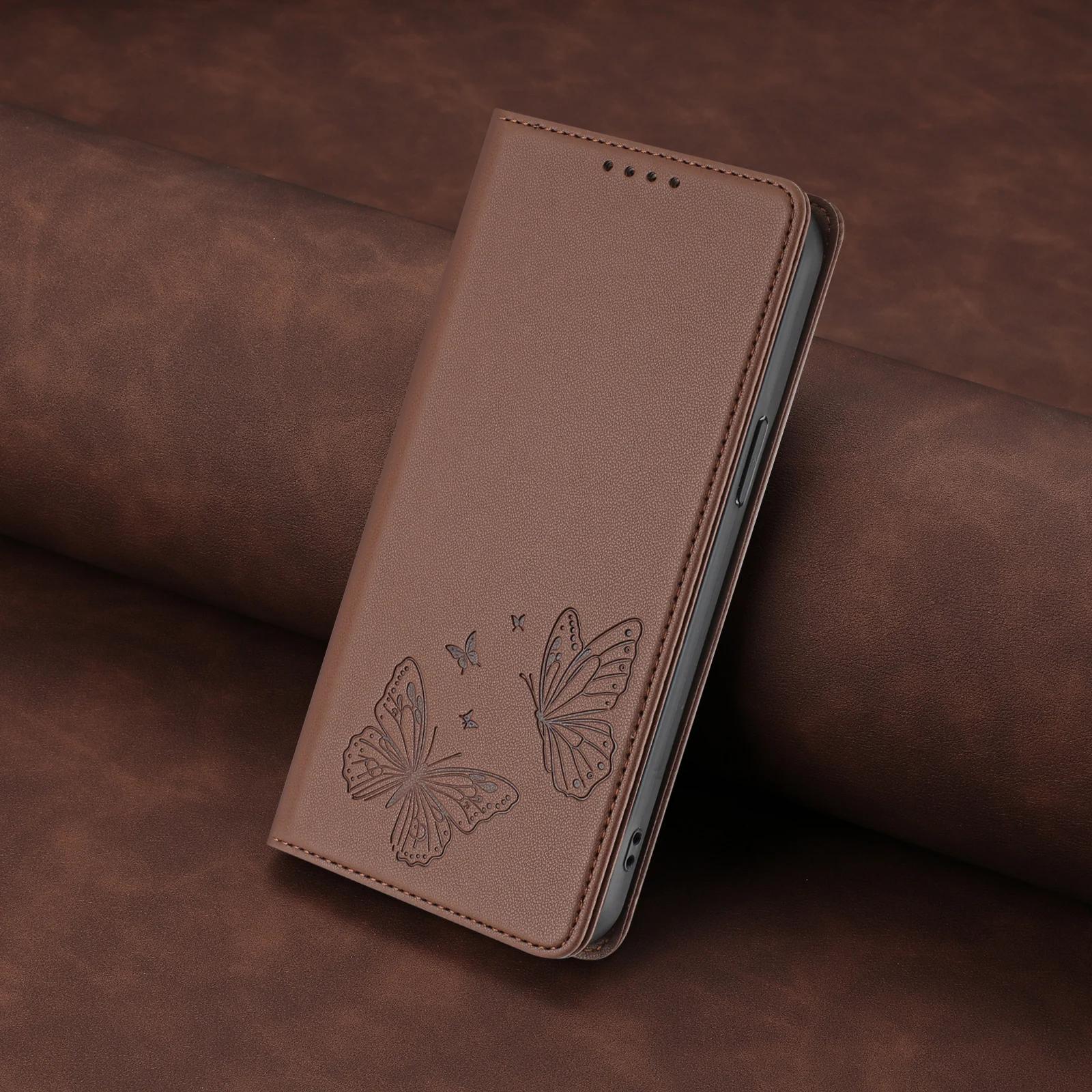 Luxury Leather Wallet Flip Case with Card Slot & Stand - Shockproof Phone Cover