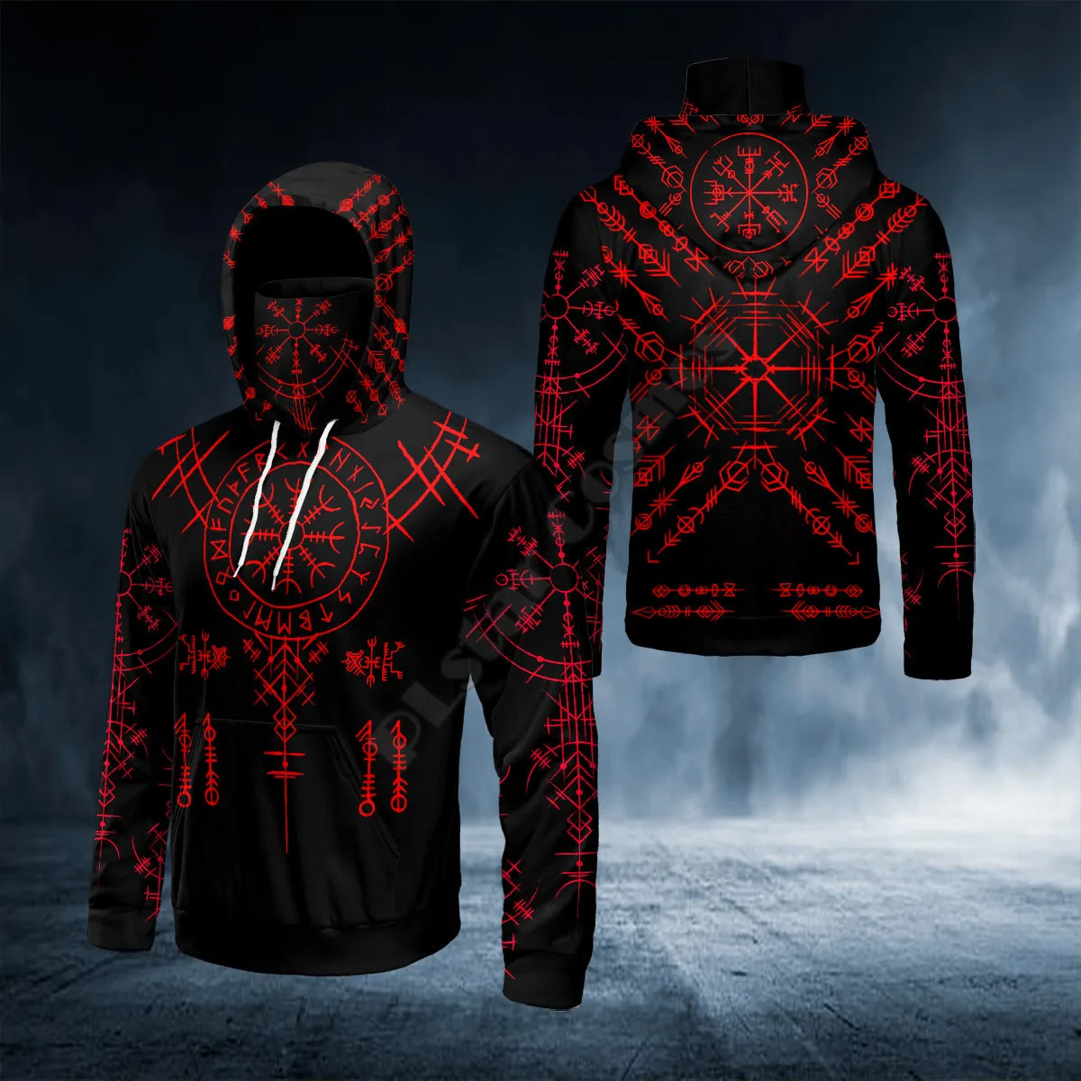 Winged Dragon On A Cross Island Skull 3D All Over Printed Bandana Hoodie US Size Women For Men Casual Pullover Hoodie Mask Warm