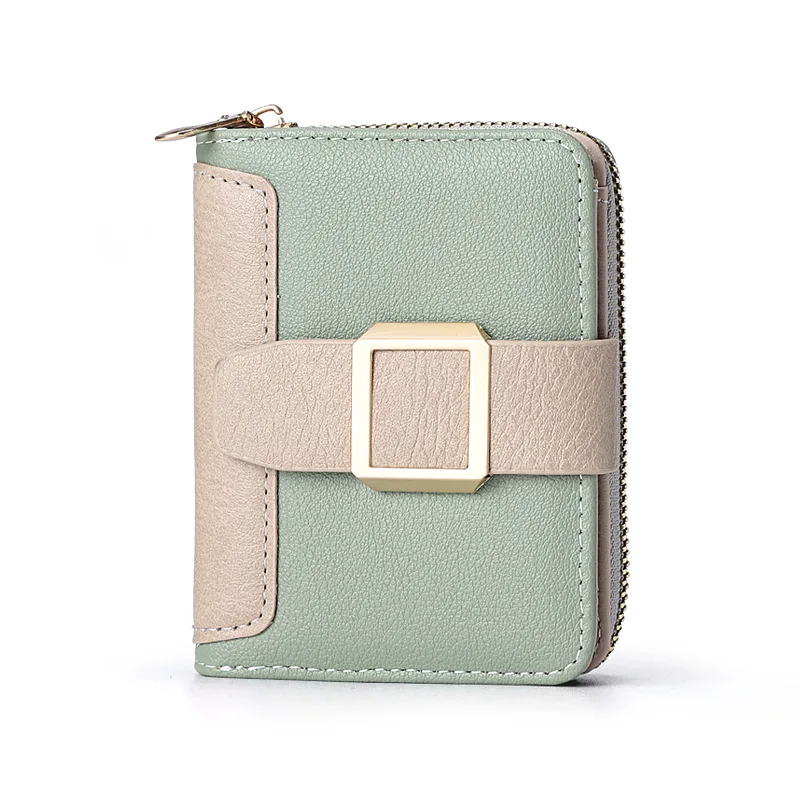 Women's purse short zipper vertical buckle small money clip fashion color contrast student card bag money clip wholesale