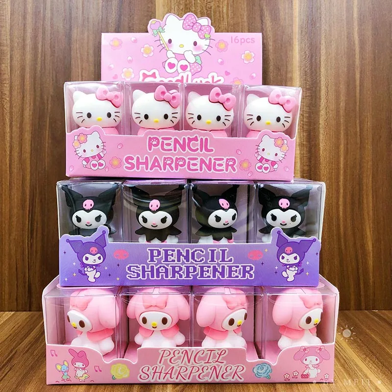 

16 шт./партия Sanrio Melody Kuromi точилка для карандашей Милая Kitty мини ручной механический резак нож Канцелярские подарки школьные принадлежности