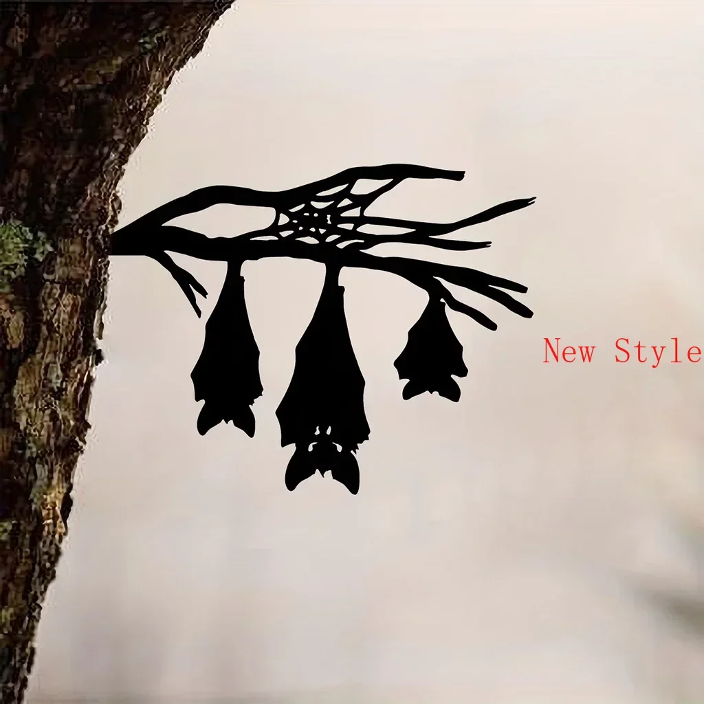 

Iron Silhouette Wall Hanging Three Bat-shaped Tree Garden Stump Hollow Out Sculpture Ornament Metal Inserts Ground Wrought Home