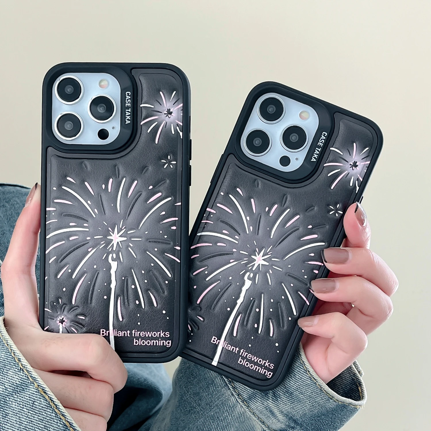 Custodia In Pelle Per Fuochi D'Artificio Con Colori Abbaglianti Per Iphone 15 14 13 12 Pro Max