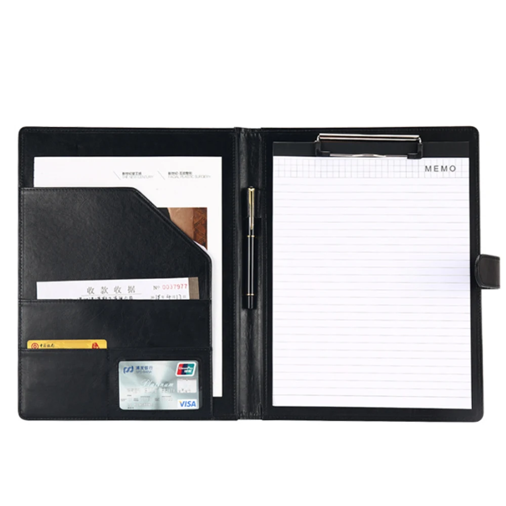 File Folders File Box Organizer 3Kinds A4 PU Leather Business Padfolio Organizer Case Vintage Binder Business Meeting Manager Document Pads Office