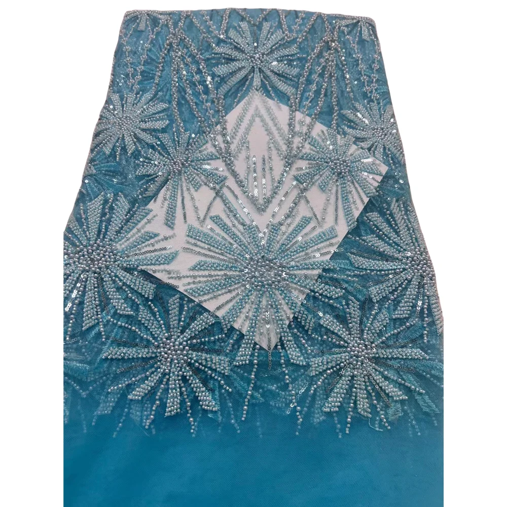 

Fashion SYJ-1406923 African Luxury Tulle Lace Fabric French Sequins Embroidery Fabric For Women Wedding Party Dress