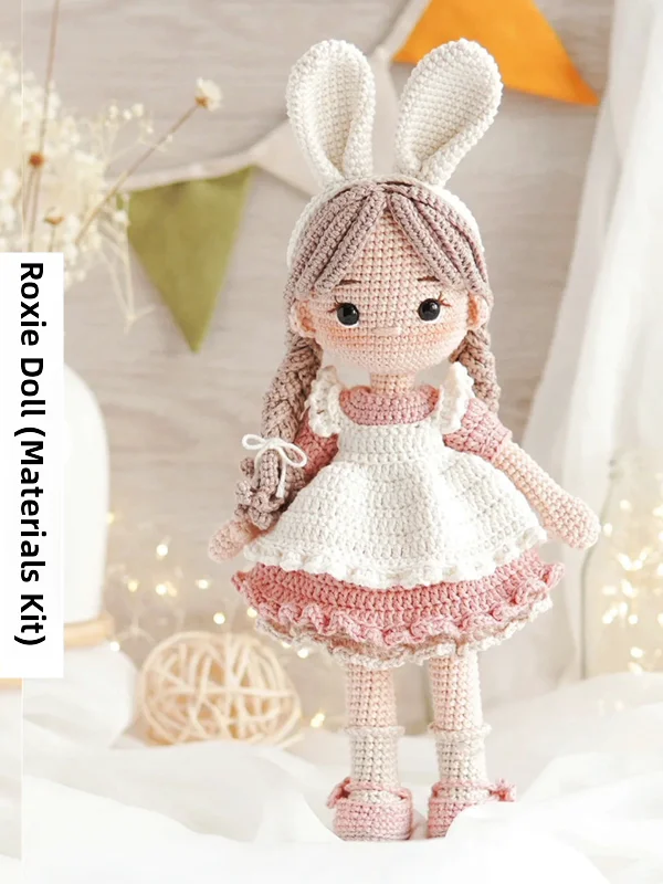 Girls DIY Yarn Crochet Materials Kit Cute Clown Witch Doll Embelliment Non-Finied Product Cotton Yarn Hand Crochet Kit