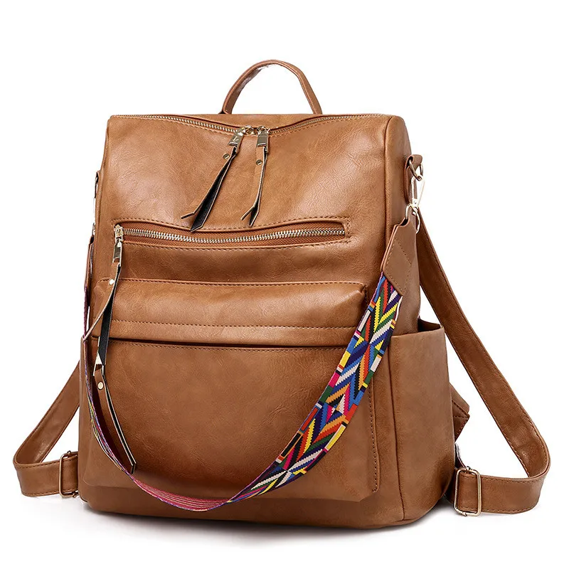 

New Arrival Women PU Backpack Simple School Backpack for Teenage Girls Multipurpose Shoulder Travel Bag