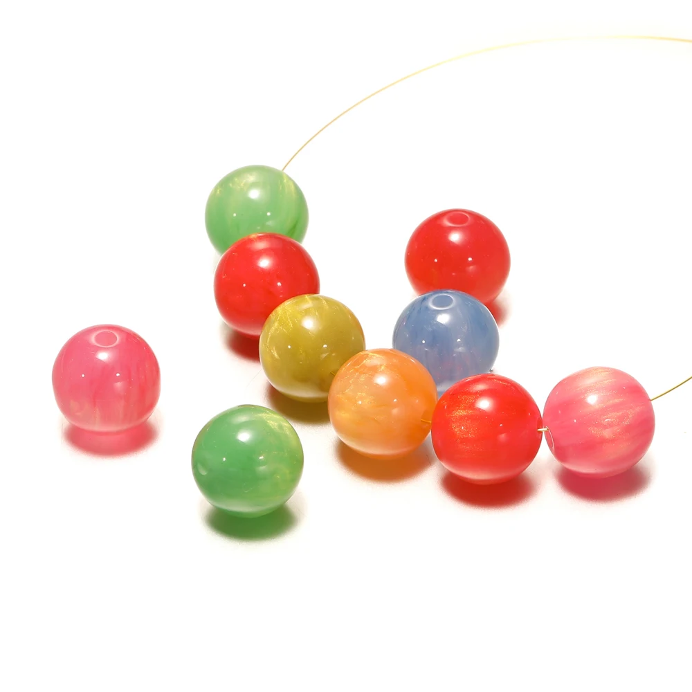 

10pcs/lot 8/10mm Colorful Resin Round Charm Spacers Beads for DIY Handmade Necklace Jewelry Making Findings Accessories